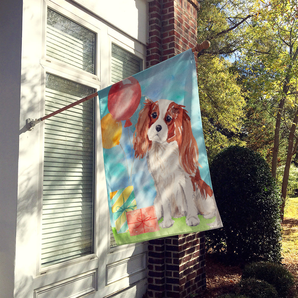 Happy Birthday Blenheim Cavalier Spaniel Flag Canvas House Size CK3227CHF