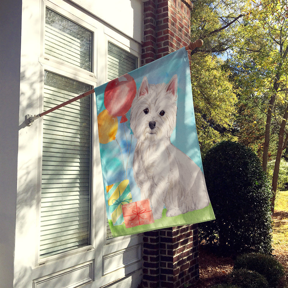 Happy Birthday Westie Flag Canvas House Size CK3228CHF