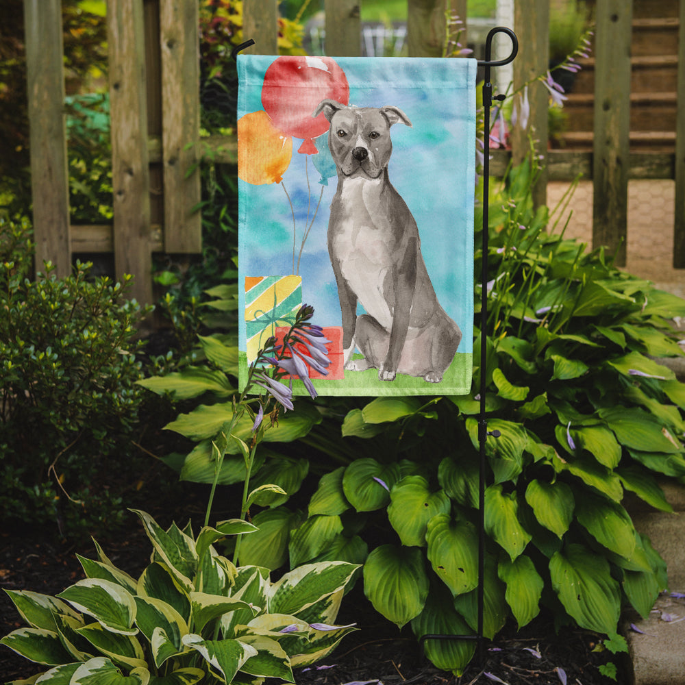 Happy Birthday Staffordshire Bull Terrier Garden Flag - Outdoor Decorative Yard Flag CK3229GF