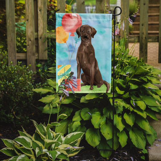 Happy Birthday Chocolate Labrador Retriever Garden Flag - Outdoor Decorative Yard Flag CK3234GF