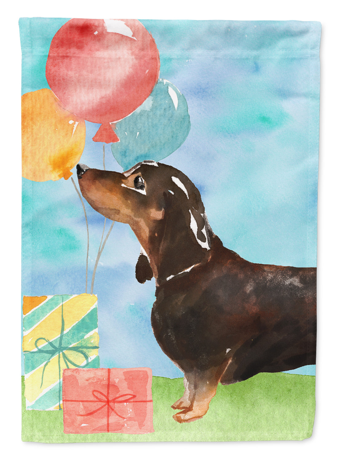 Happy Birthday Black and Tan Dachshund Flag Canvas House Size CK3239CHF