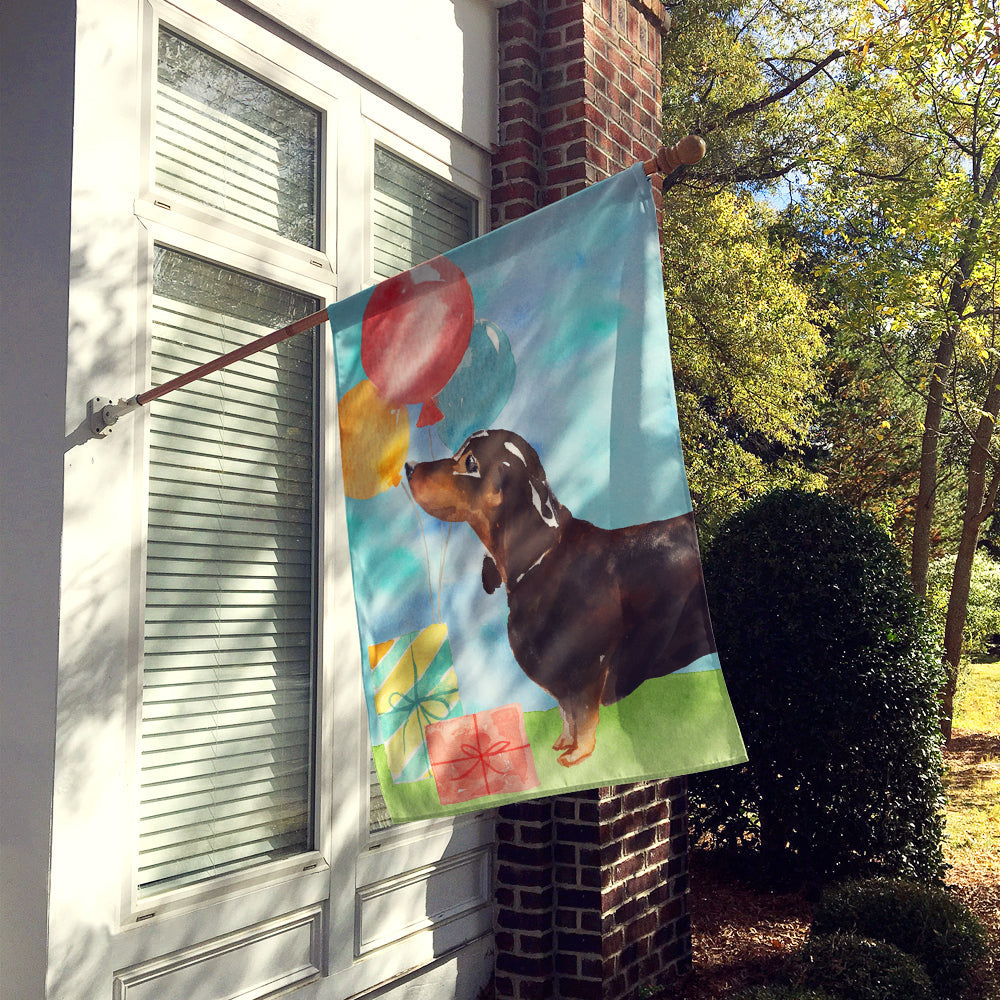 Happy Birthday Black and Tan Dachshund Flag Canvas House Size CK3239CHF