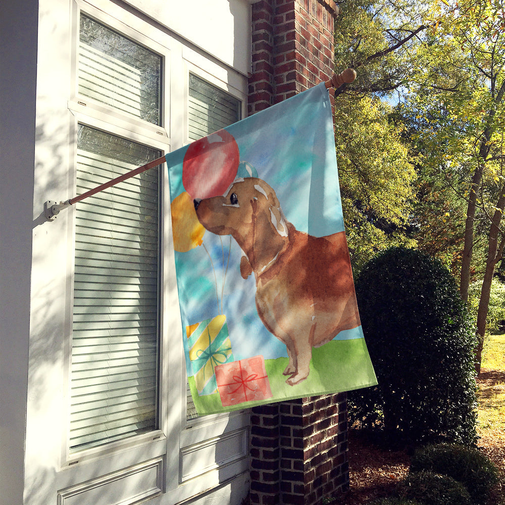 Happy Birthday Red Dachshund Flag Canvas House Size CK3240CHF