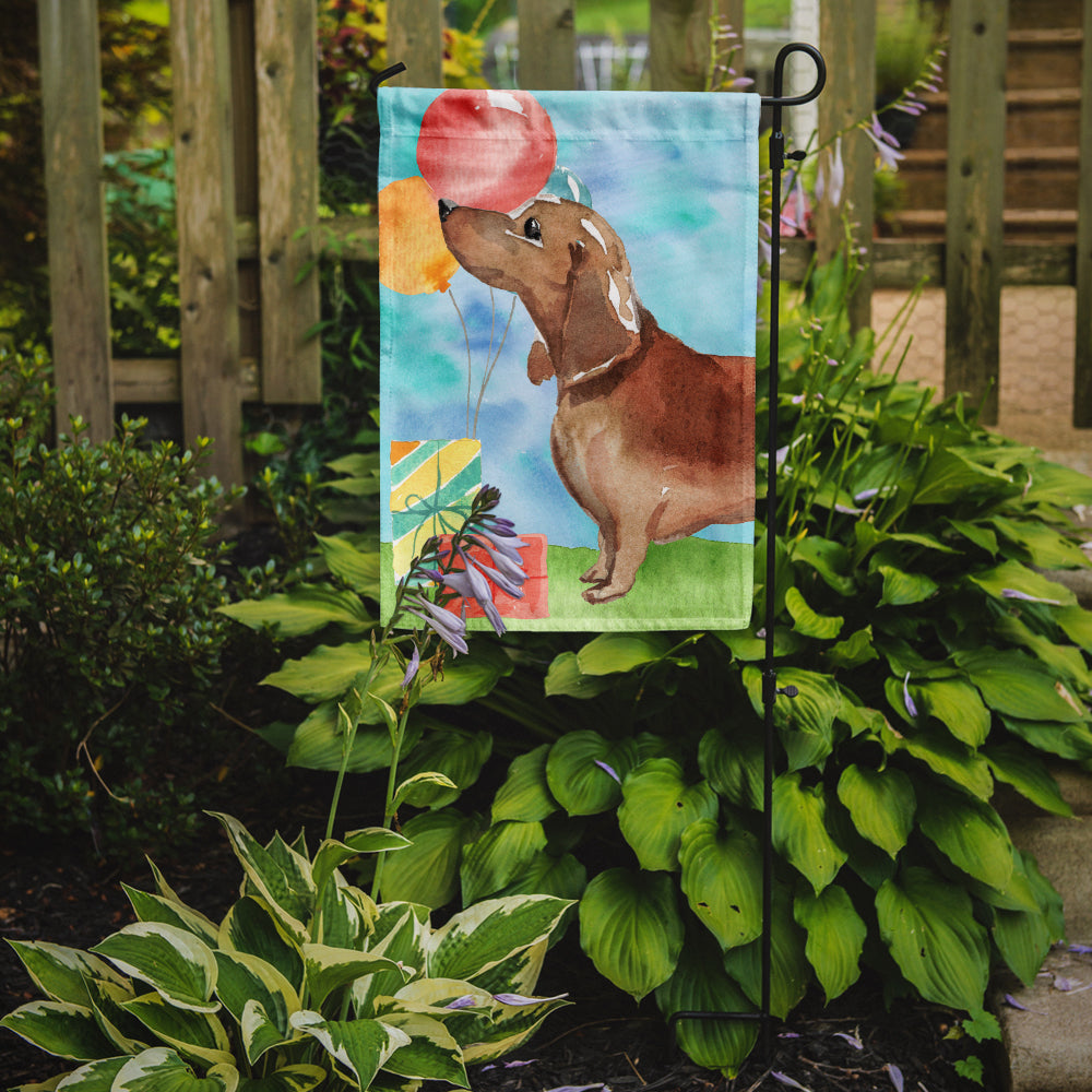 Happy Birthday Red Dachshund Garden Flag - Outdoor Decorative Yard Flag CK3240GF
