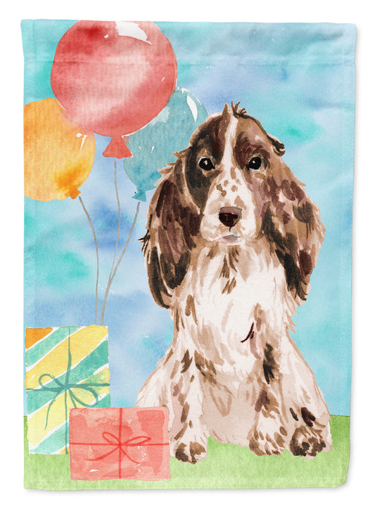 Happy Birthday Chocolate Parti Cocker Spaniel Garden Flag - Outdoor Decorative Yard Flag CK3246GF