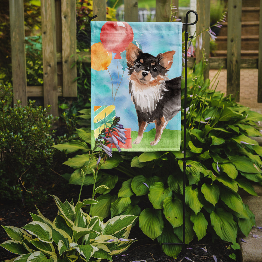 Happy Birthday Long Haired Chihuahua Garden Flag - Outdoor Decorative Yard Flag CK3258GF