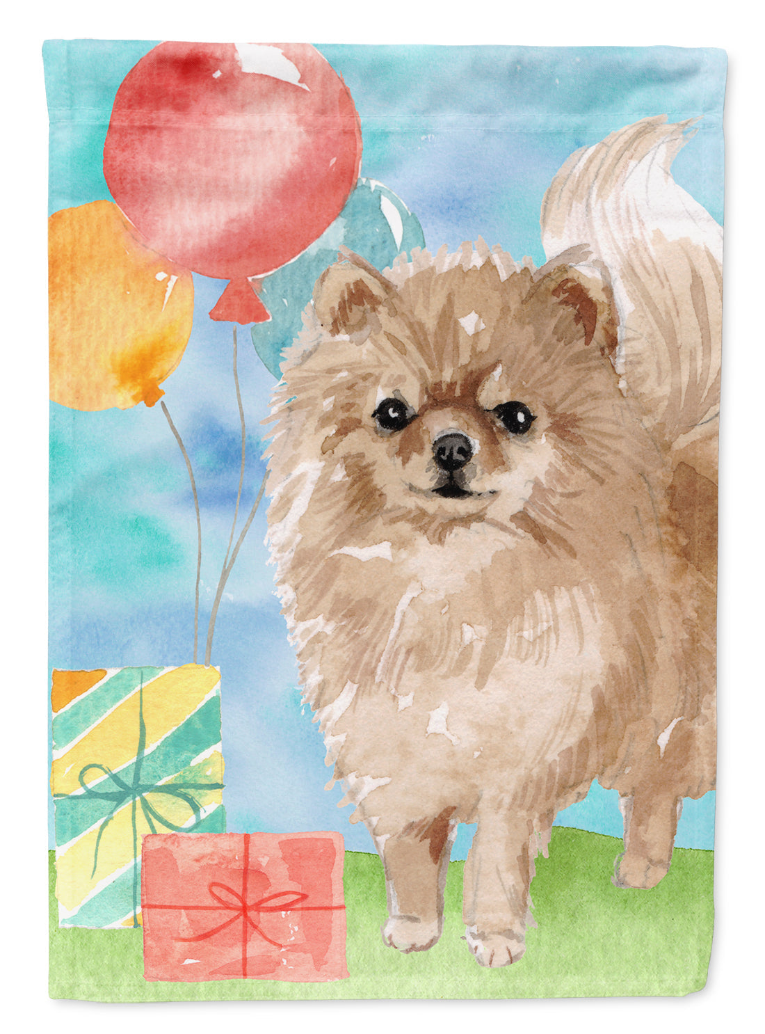 Happy Birthday Pomeranian Flag Canvas House Size CK3259CHF