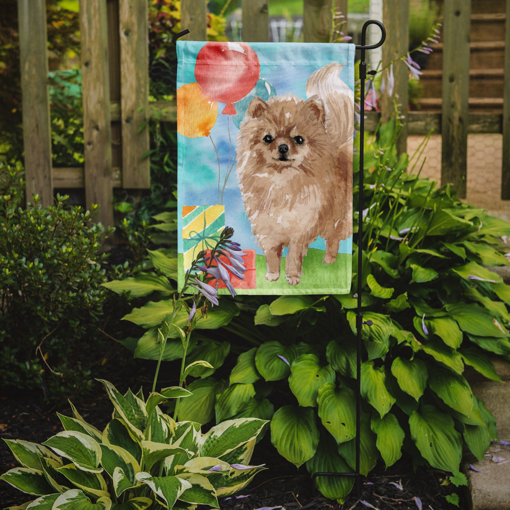 Happy Birthday Pomeranian Garden Flag - Outdoor Decorative Yard Flag CK3259GF