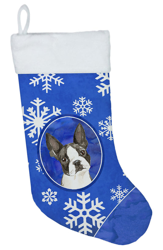 Boston Terrier Winter Snowflakes Christmas Stocking CK3924CS