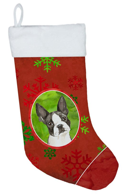 Christmas Snowflakes Boston Terrier Christmas Stocking CK4032CS