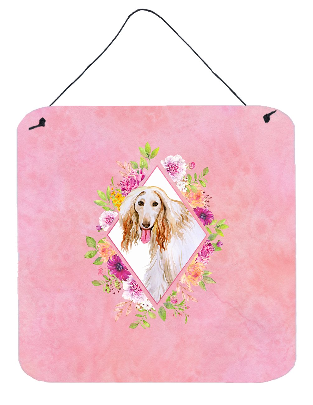 Afghan Hound Pink Flowers Wall or Door Hanging Prints CK4110DS66
