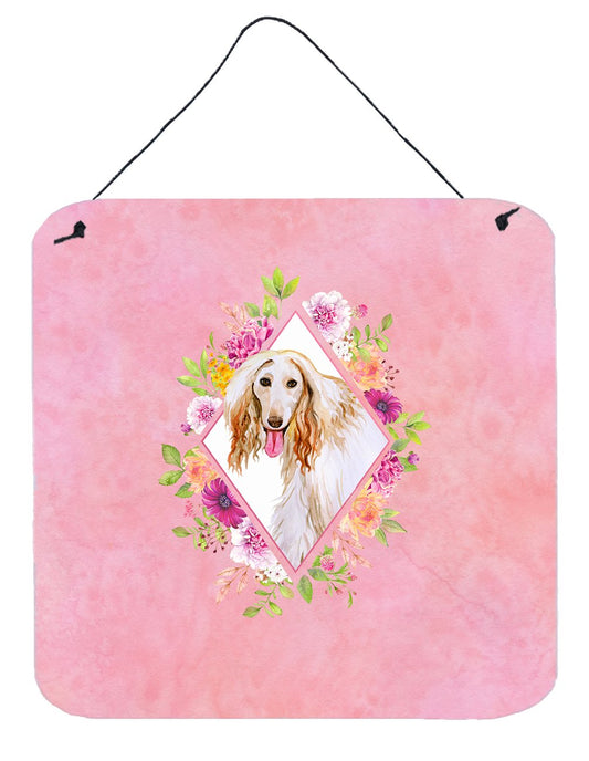 Afghan Hound Pink Flowers Wall or Door Hanging Prints CK4110DS66