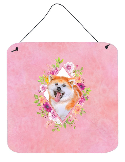 Akita Pink Flowers Wall or Door Hanging Prints CK4111DS66