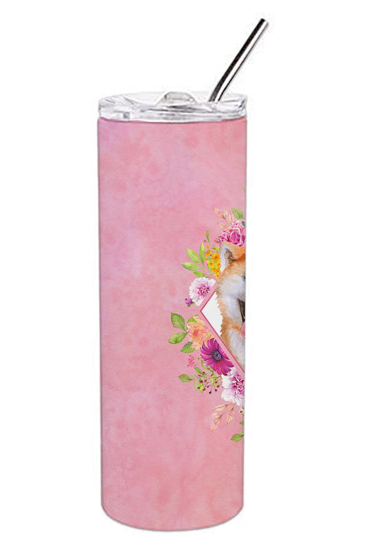 Akita Pink Flowers Double Walled Stainless Steel 20 oz Skinny Tumbler CK4111TBL20