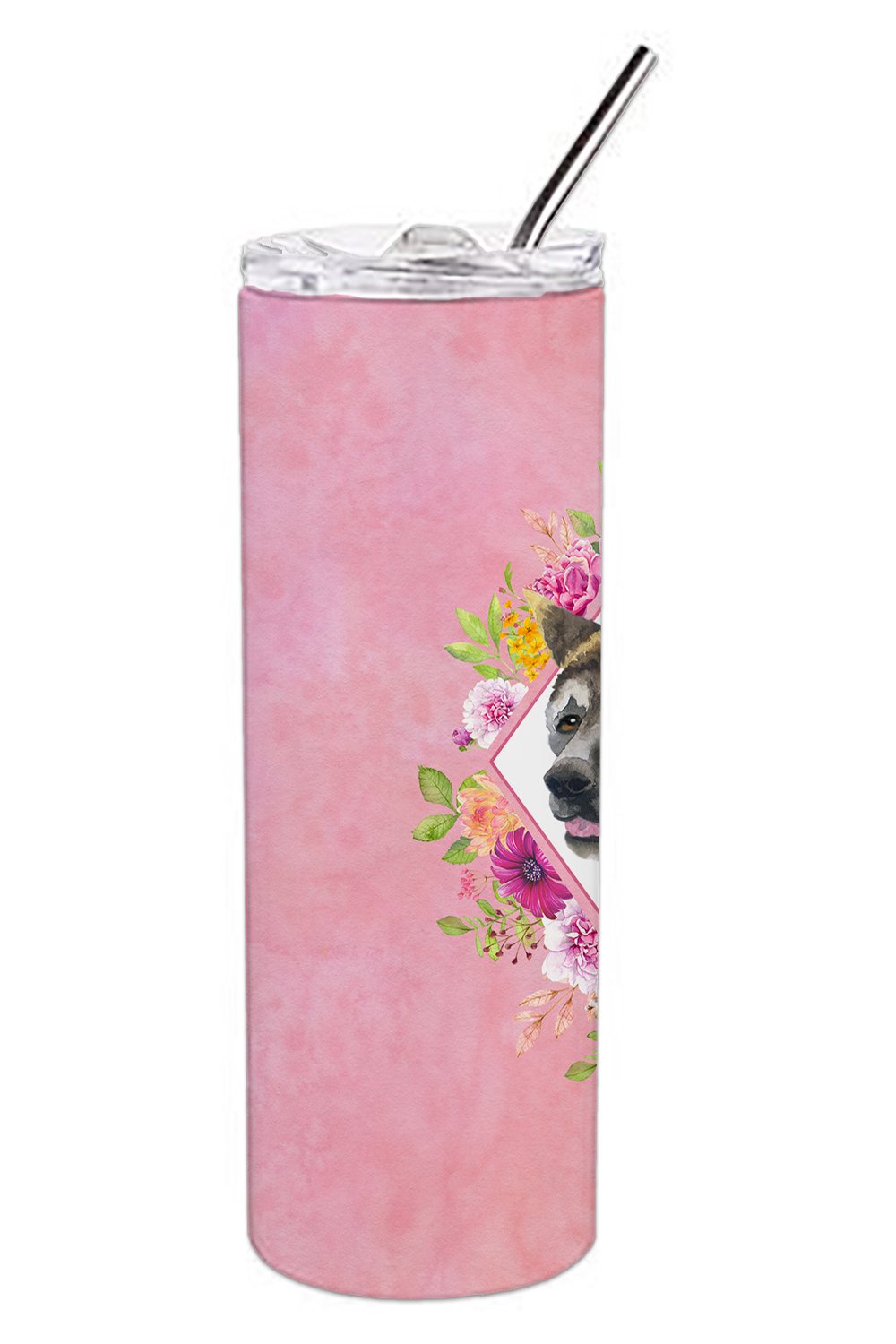Akita Pink Flowers Double Walled Stainless Steel 20 oz Skinny Tumbler CK4113TBL20