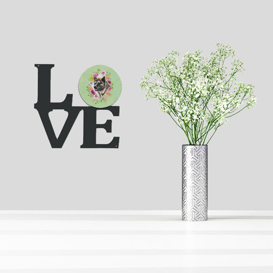 Akita Green Flowers Metal Wall Artwork LOVE CK4273WALV