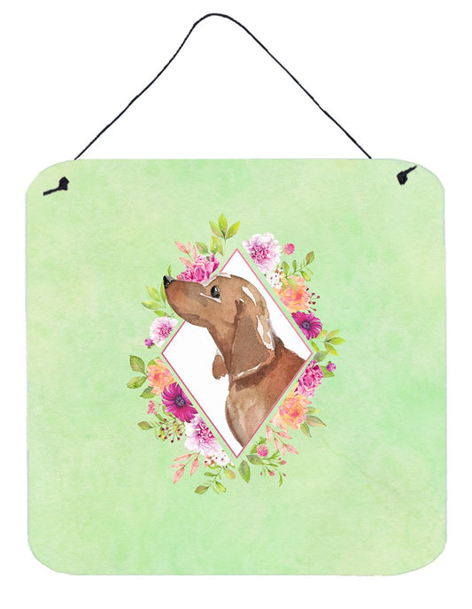 Dachshund Green Flowers Wall or Door Hanging Prints CK4367DS66