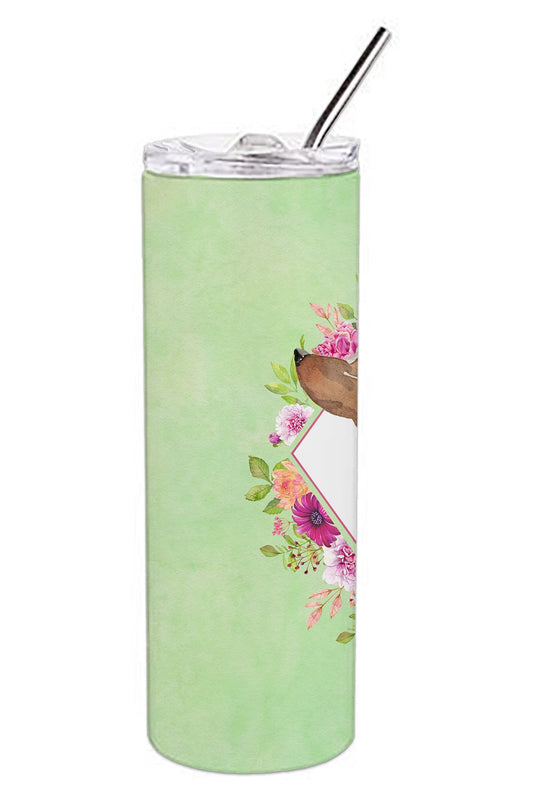 Dachshund Green Flowers Double Walled Stainless Steel 20 oz Skinny Tumbler CK4367TBL20