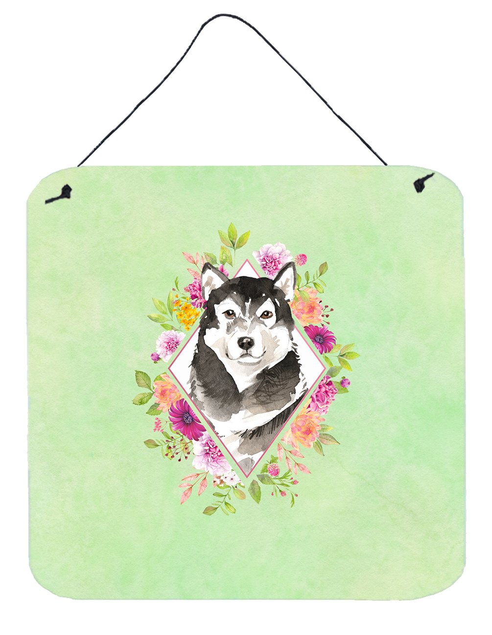 Alaskan Malamute Green Flowers Wall or Door Hanging Prints CK4384DS66