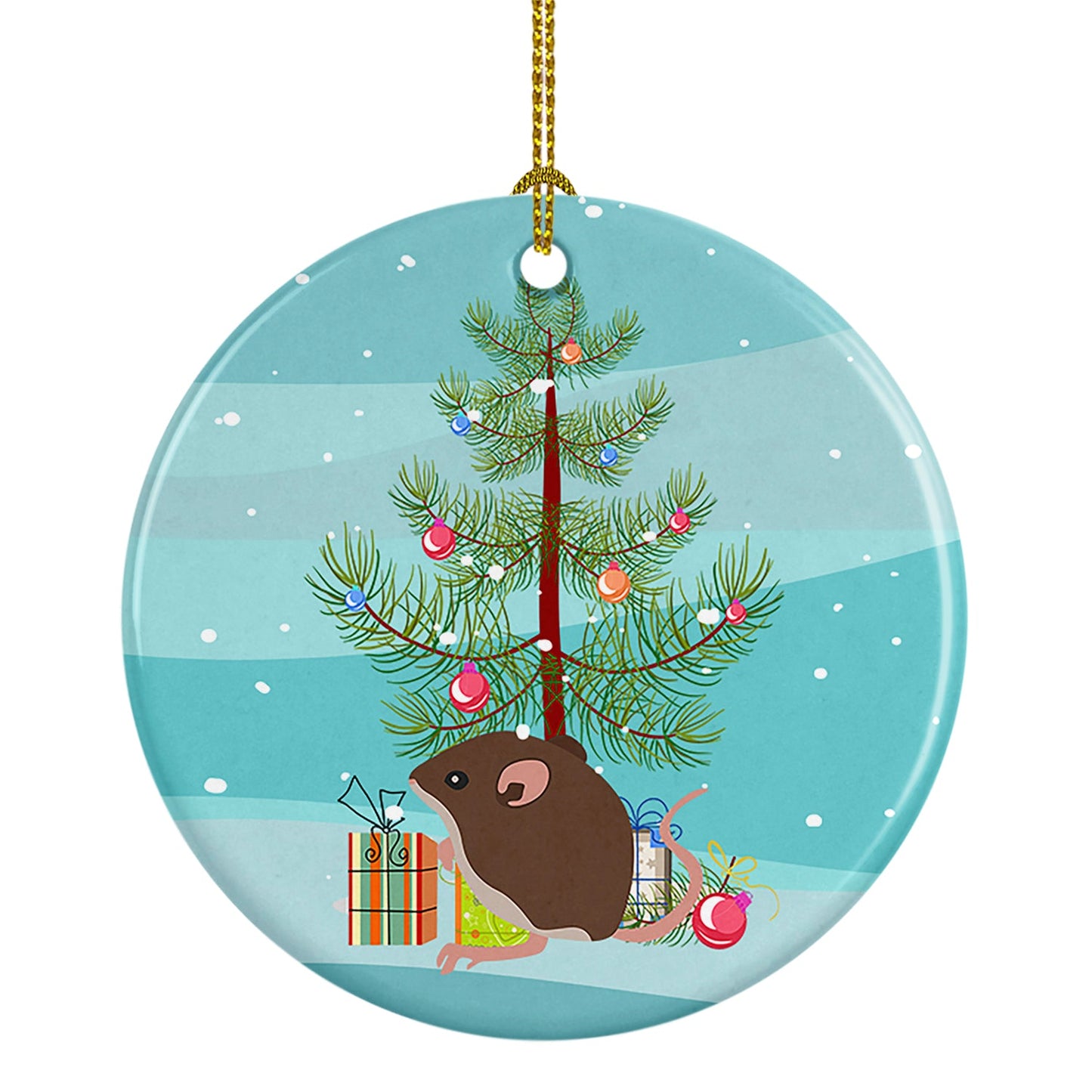 Baby Mouse Merry Christmas Ornament - Round Ceramic Ornament – Artist-Designed Keepsake Decoration