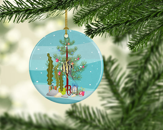 Angelfish Merry Christmas Ornament - Round Ceramic Ornament – Artist-Designed Keepsake Decoration