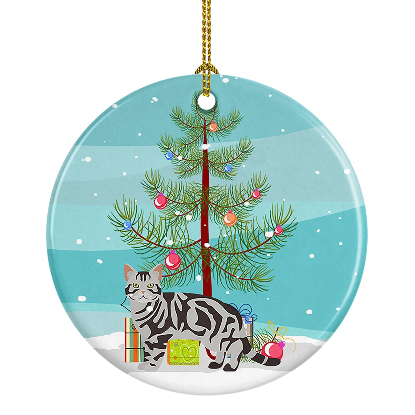 American Shorthair #1 Cat Merry Christmas Ornament - Round Ceramic Ornament – Artist-Designed Keepsake Decoration