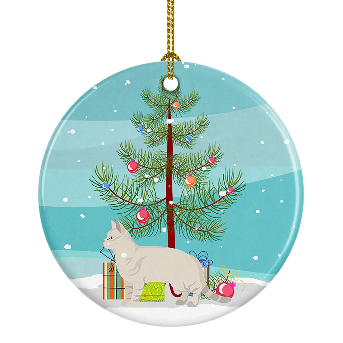 American Shorthair #2 Cat Merry Christmas Ornament - Round Ceramic Ornament – Artist-Designed Keepsake Decoration