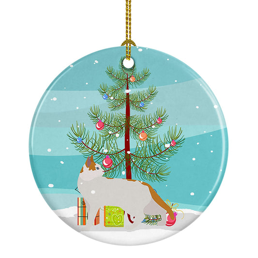 Arabian Mau Cat Merry Christmas Ornament - Round Ceramic Ornament – Artist-Designed Keepsake Decoration