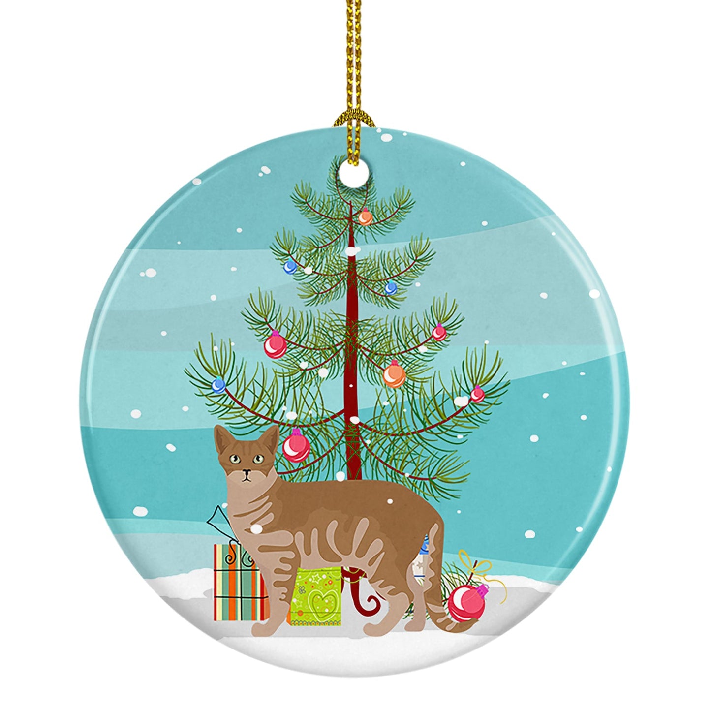 Australian Mist #1 Cat Merry Christmas Ornament - Round Ceramic Ornament – Artist-Designed Keepsake Decoration