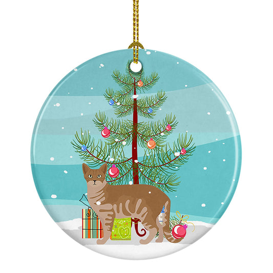 Australian Mist #1 Cat Merry Christmas Ornament - Round Ceramic Ornament – Artist-Designed Keepsake Decoration