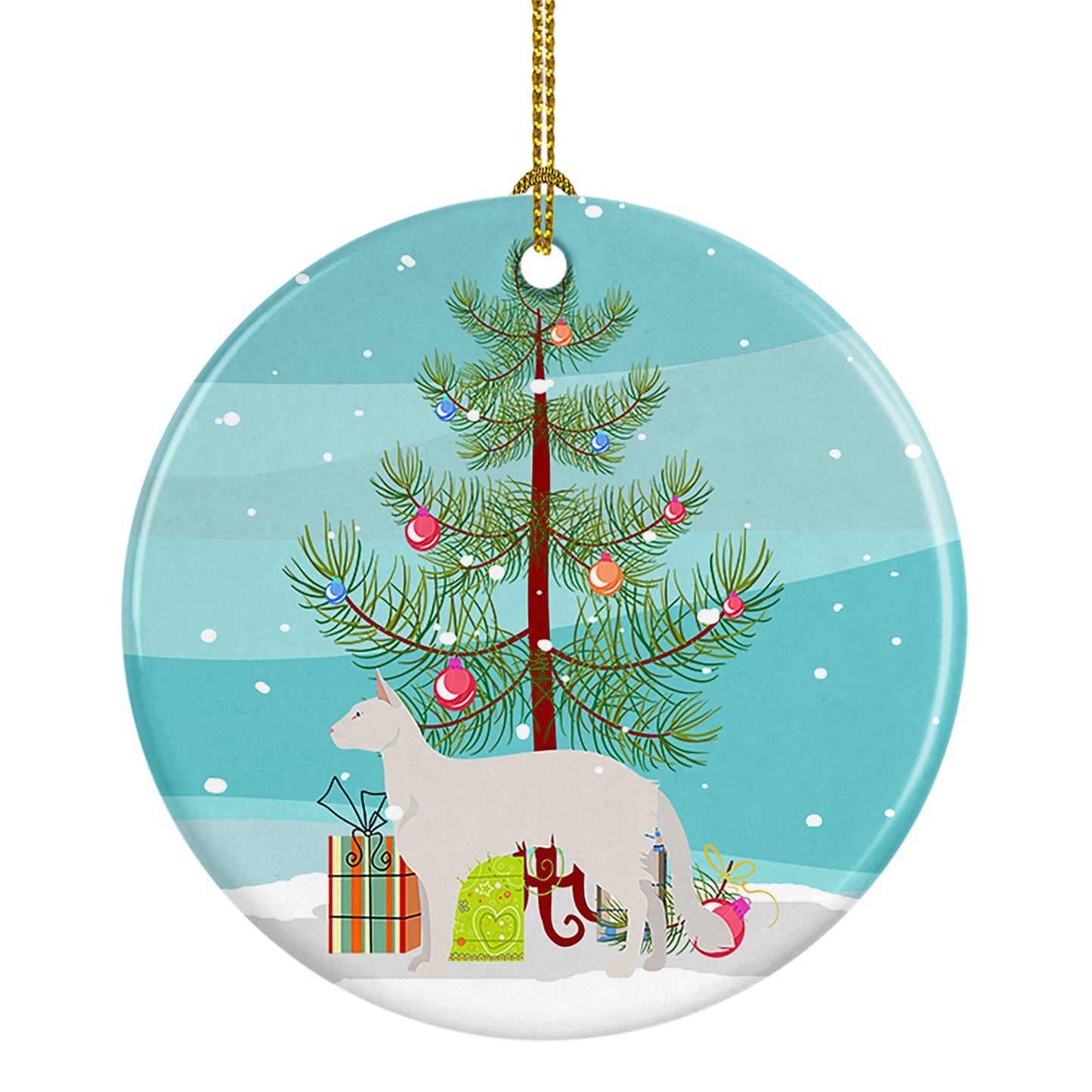 Balinese #2 Cat Merry Christmas Ornament - Round Ceramic Ornament – Artist-Designed Keepsake Decoration