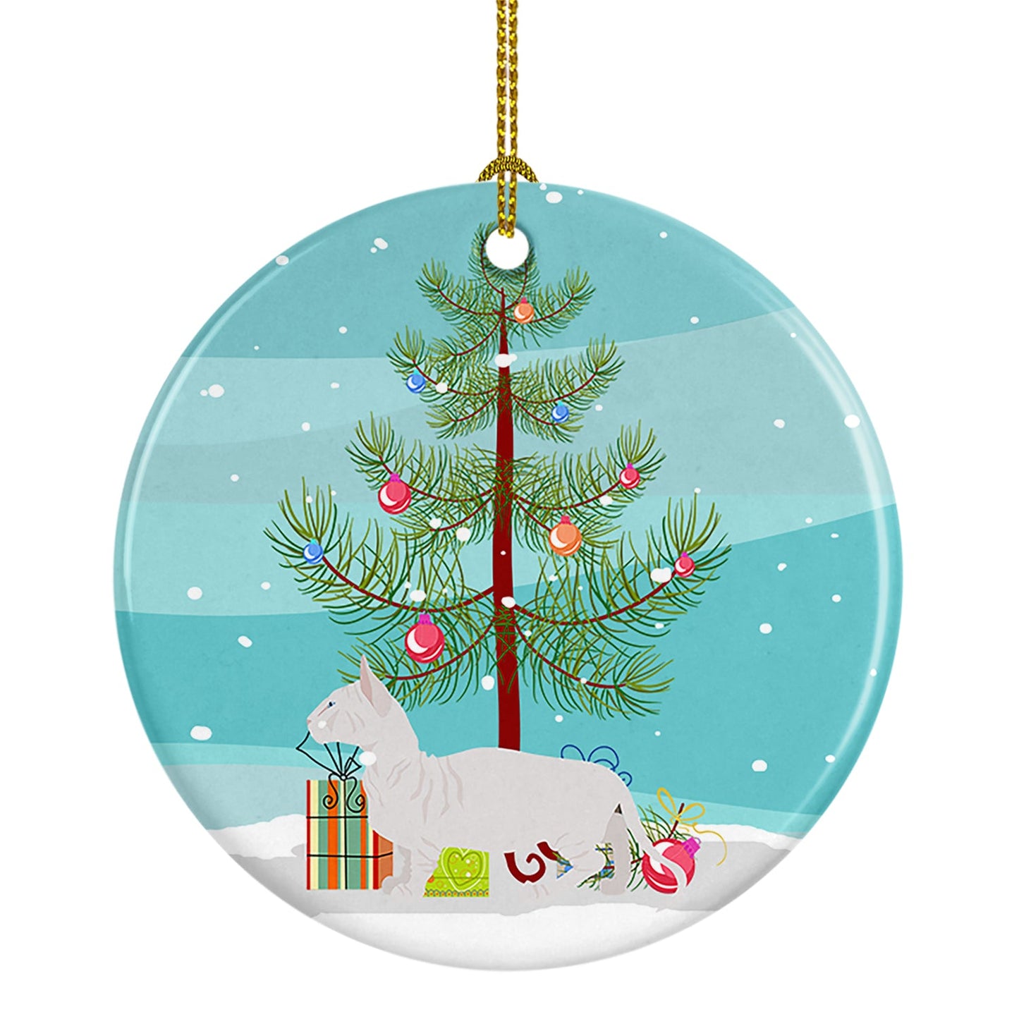 Bambino #2 Cat Merry Christmas Ornament - Round Ceramic Ornament – Artist-Designed Keepsake Decoration