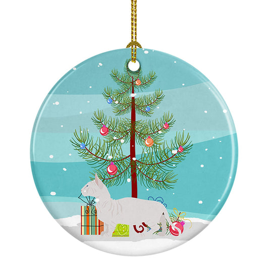 Bambino #2 Cat Merry Christmas Ornament - Round Ceramic Ornament – Artist-Designed Keepsake Decoration