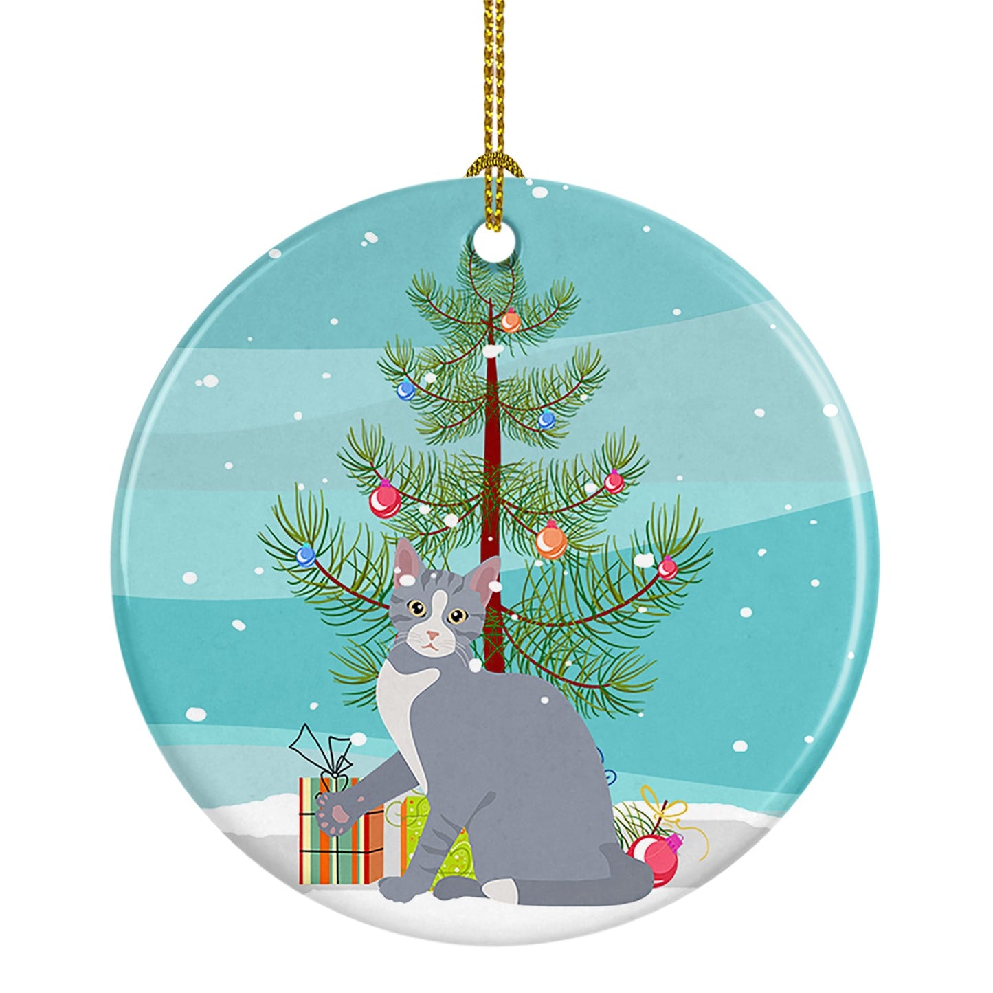 American Polydactyl #2 Cat Merry Christmas Ornament - Round Ceramic Ornament – Artist-Designed Keepsake Decoration