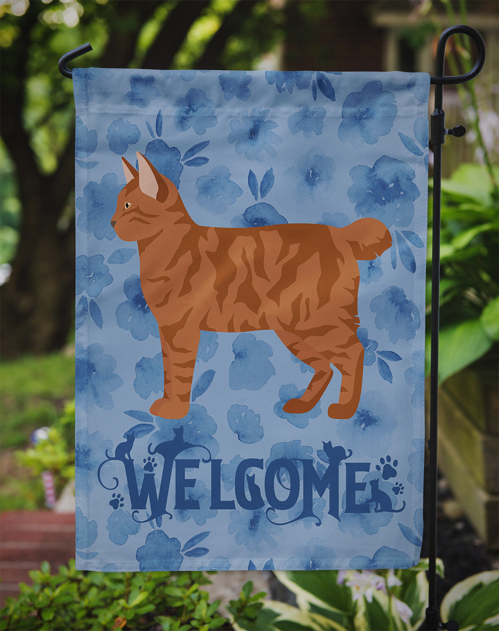 American Bobtail #2 Cat Welcome Garden Flag - Outdoor Decorative Yard Flag CK4817GF