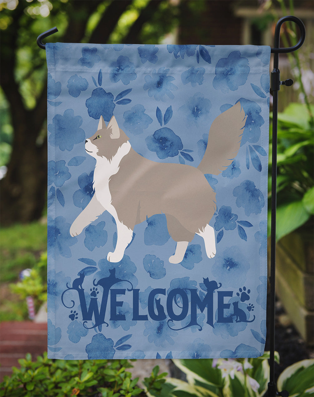 Asian Semi Longhaired Cat Welcome Garden Flag - Outdoor Decorative Yard Flag CK4827GF