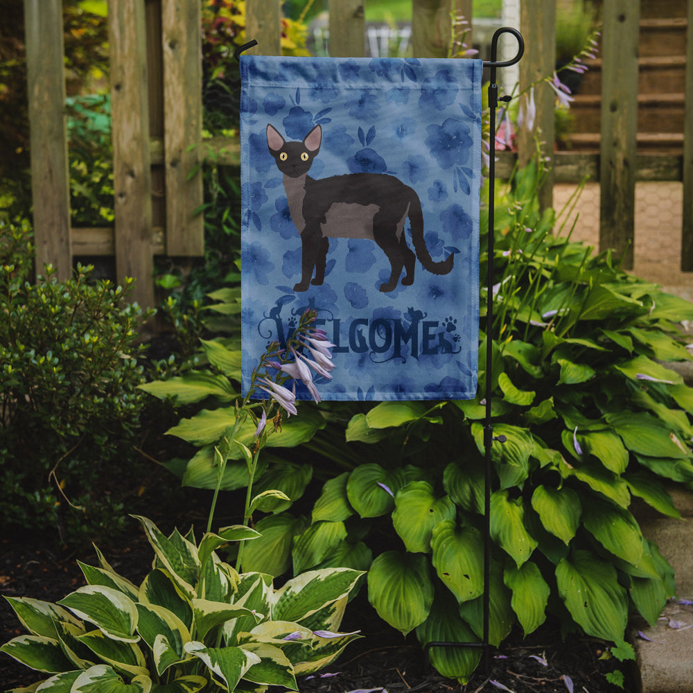 Devon Rex Cat Welcome Garden Flag - Outdoor Decorative Yard Flag CK4867GF