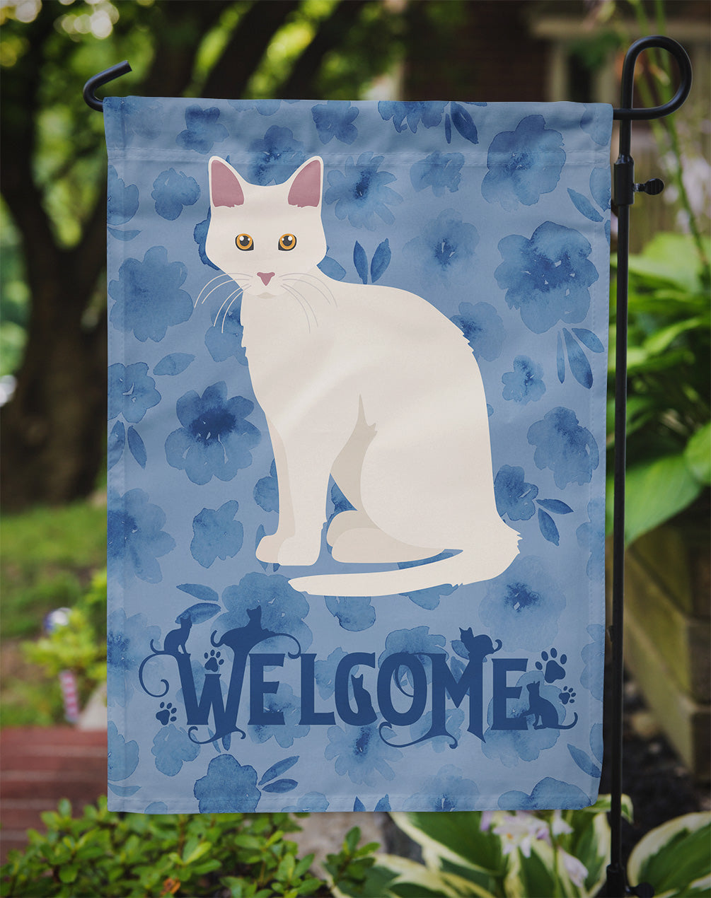 Aphrodite Giant Cat Welcome Garden Flag - Outdoor Decorative Yard Flag CK5010GF