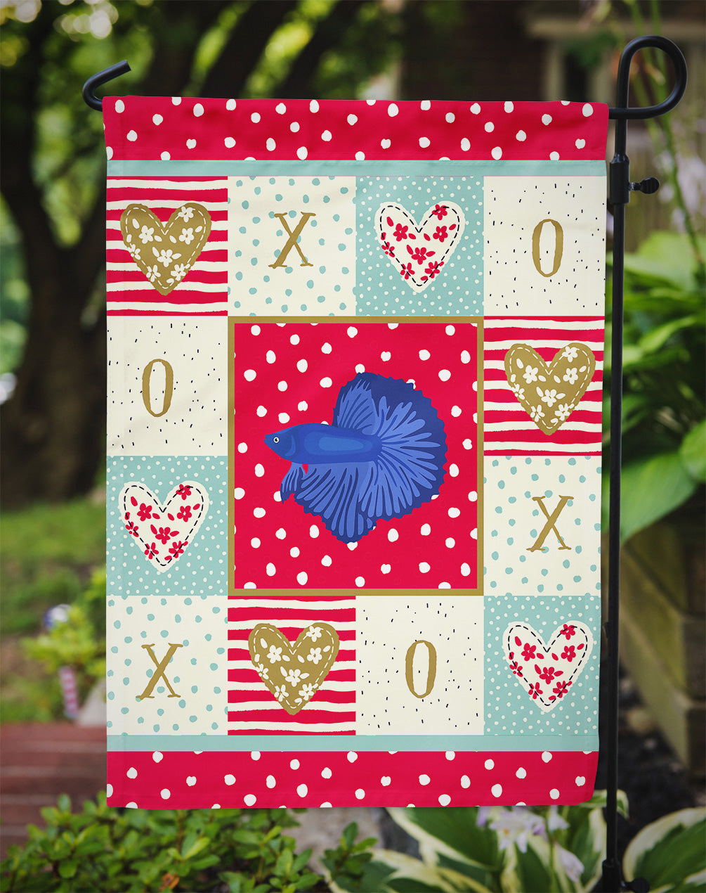 Delta Tail Betta Fish Love Garden Flag - Outdoor Decorative Yard Flag CK5468GF