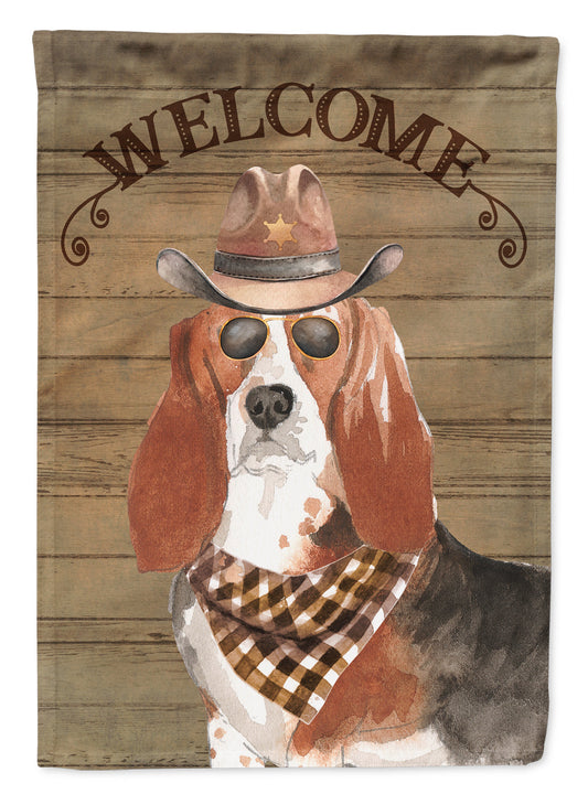 Basset Hound #2 Cowboy Dog Welcome Garden Flag – Western-Style Dog with Hat & Sunglasses CK6281GF