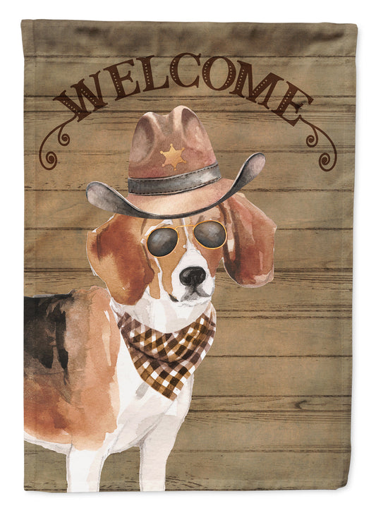 Beagle Cowboy Dog Welcome Garden Flag – Western-Style Dog with Hat & Sunglasses CK6282GF