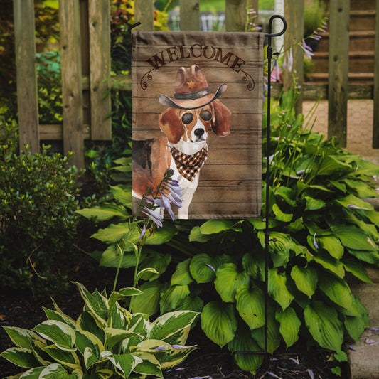 Beagle Cowboy Dog Welcome Garden Flag – Western-Style Dog with Hat & Sunglasses CK6282GF
