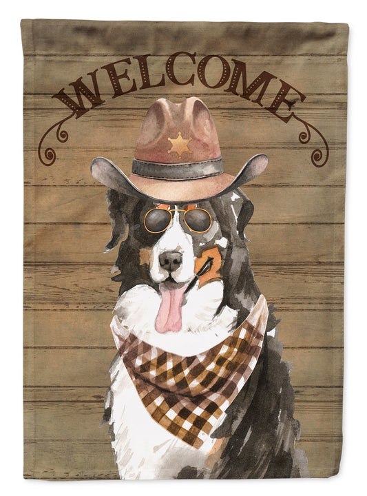 Bernese Mountain Dog Cowboy Dog Welcome Garden Flag – Western-Style Dog with Hat & Sunglasses CK6284GF