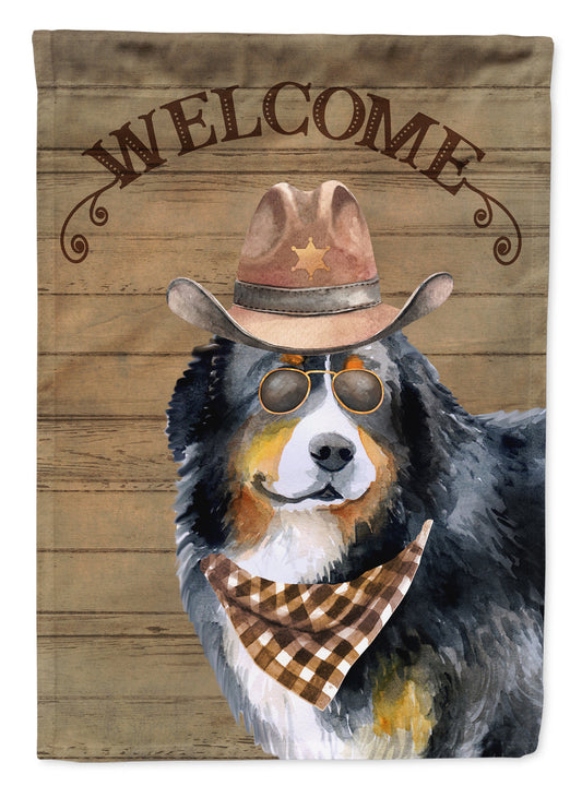 Bernese Mountain Dog #2 Cowboy Dog Welcome Garden Flag – Western-Style Dog with Hat & Sunglasses CK6285GF