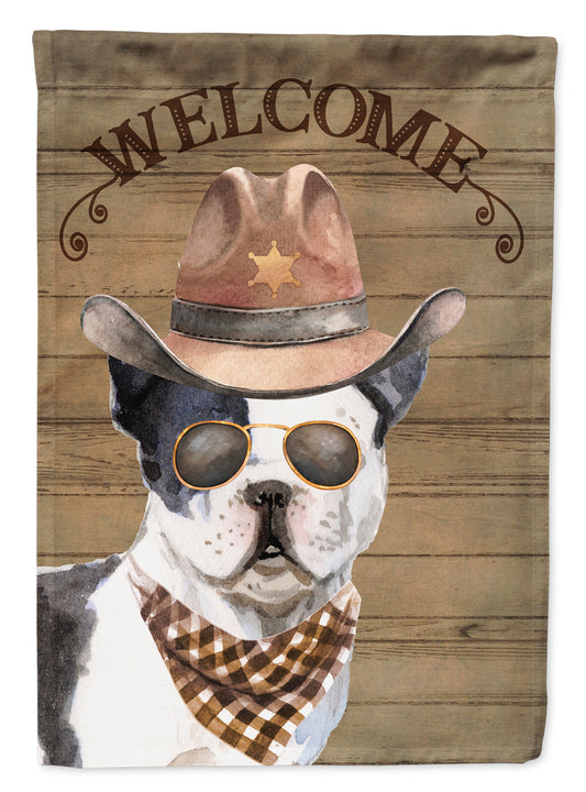 French Bulldog Cowboy Dog Welcome Garden Flag – Western-Style Dog with Hat & Sunglasses CK6289GF