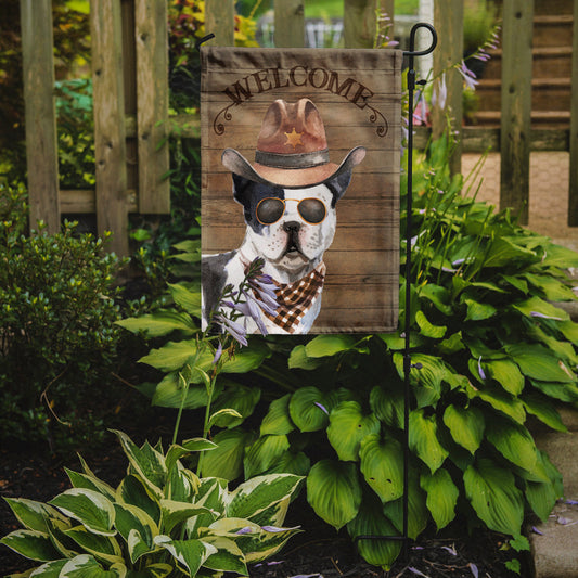 French Bulldog Cowboy Dog Welcome Garden Flag – Western-Style Dog with Hat & Sunglasses CK6289GF