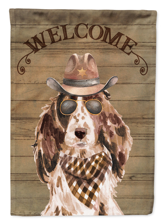 Cocker Spaniel Cowboy Dog Welcome Garden Flag – Western-Style Dog with Hat & Sunglasses CK6296GF