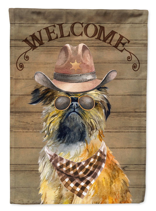 Brussels Griffon Cowboy Dog Welcome Garden Flag – Western-Style Dog with Hat & Sunglasses CK6298GF