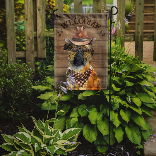 Brussels Griffon Cowboy Dog Welcome Garden Flag – Western-Style Dog with Hat & Sunglasses CK6298GF