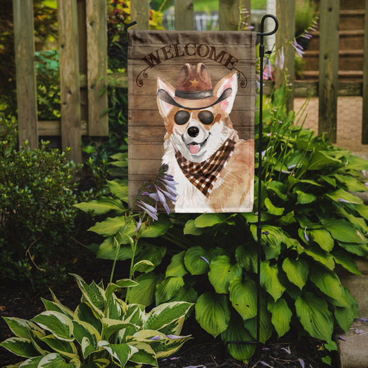 Corgi Cowboy Dog Welcome Garden Flag – Western-Style Dog with Hat & Sunglasses CK6310GF